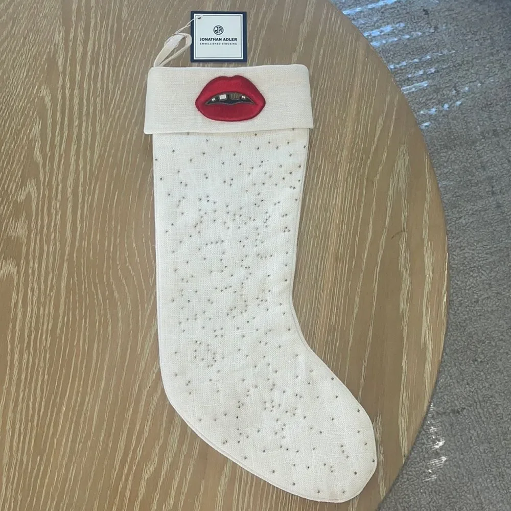 Jonathan Adler embellished holiday stocking - Lips